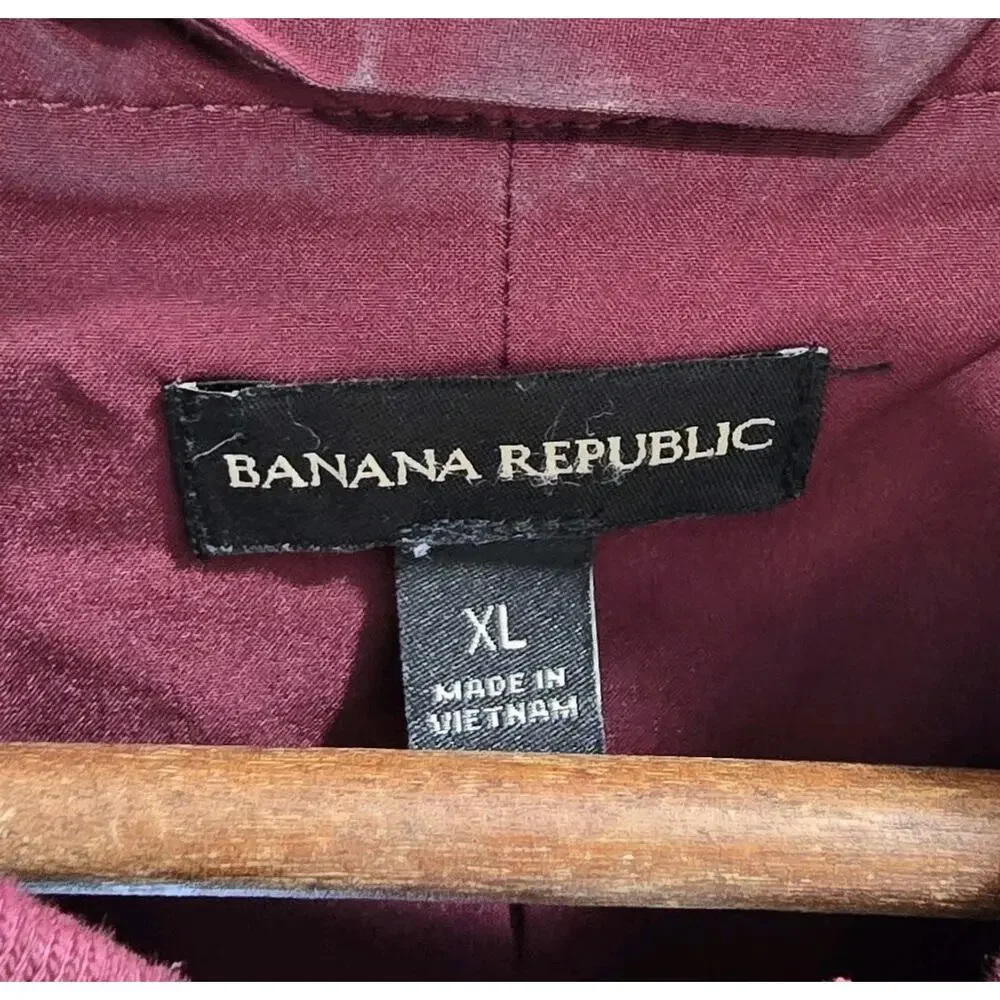 Banana Republic Jacket Mens XL Red Bomber Full Zip Shop Mechanic Cranberry